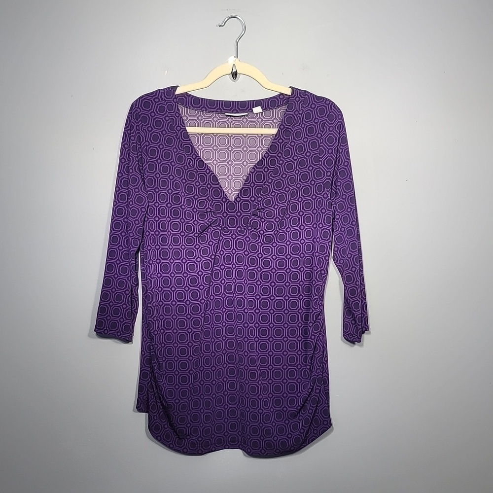 New York & Company Vintage 90's Stretch Geometric Print Top